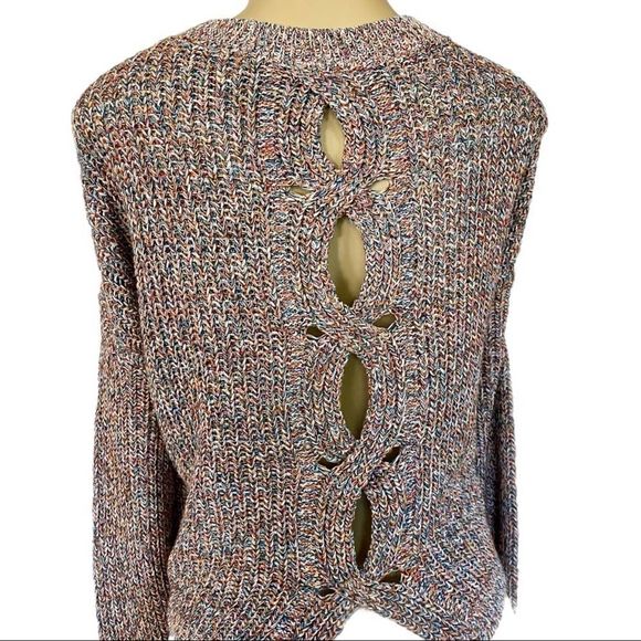 Express Multicolor Knit Twist Keyhole Back Sweater ** EUC ** - Picture 3 of 5